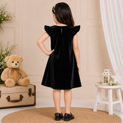 Black Velvet Dress with Cap Sleeves