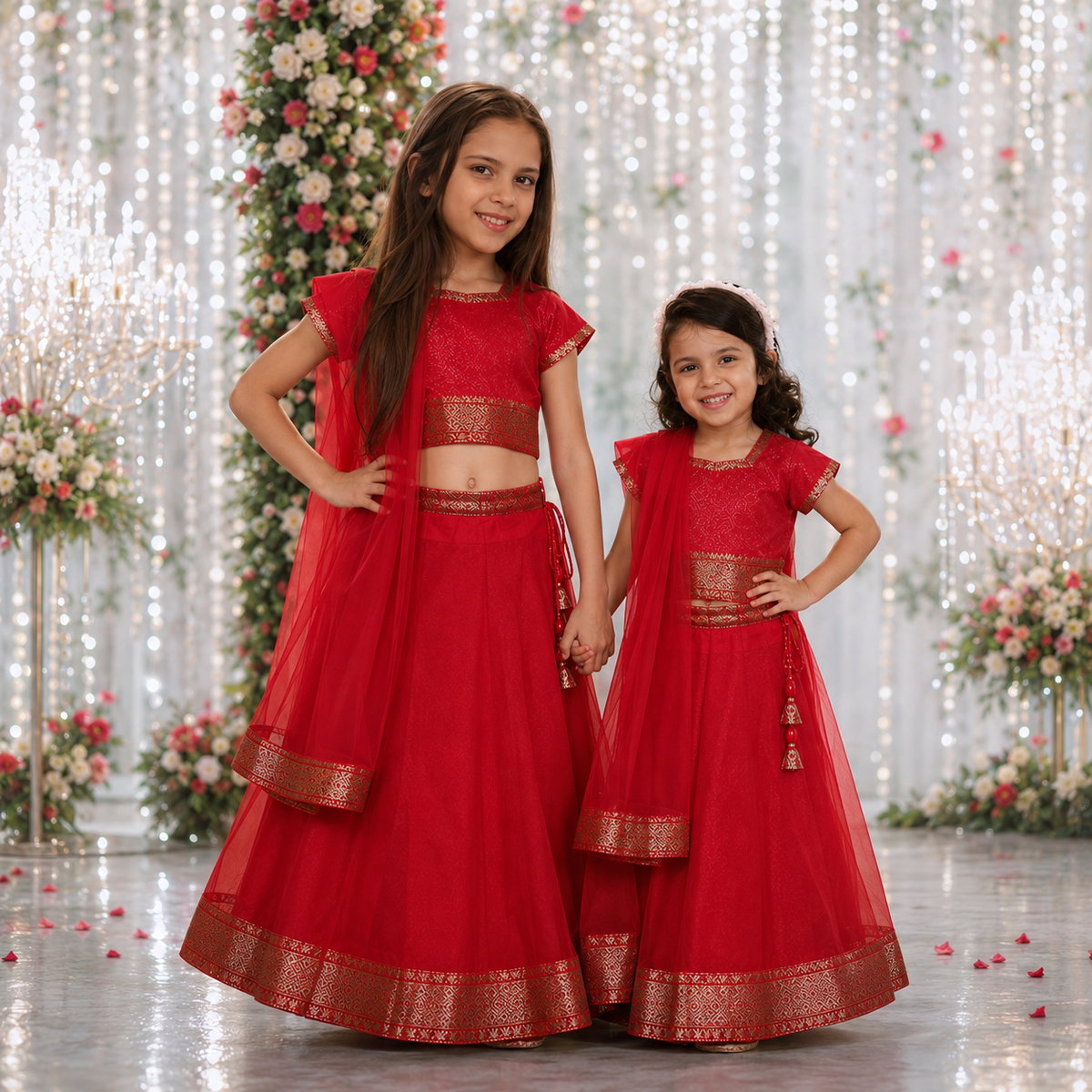 Red Organza Lehenga
